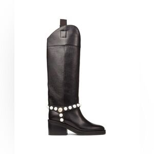 Jimmy Choo
Tonya 70 leather boots. Note one pearl is off(refer to the picture)